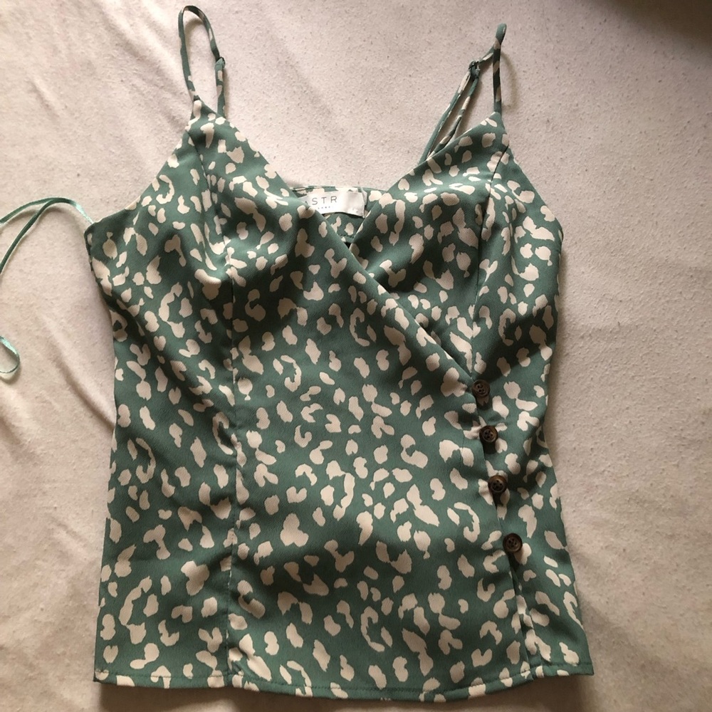 Astr Green Leopard Print Tank Top